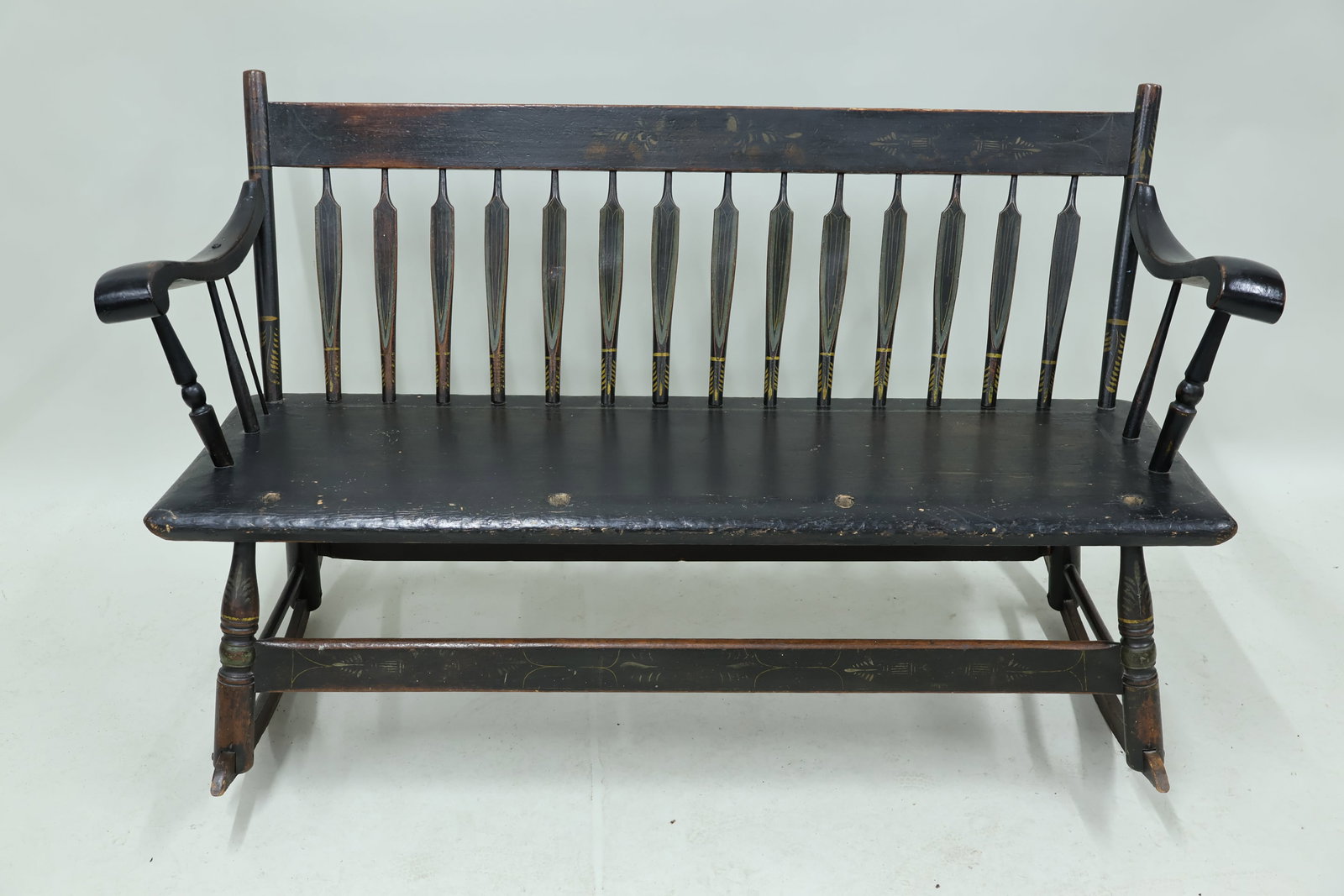 Antique 19th C. Hitchcock Style Mammy Rocking Bench (1 of 9)