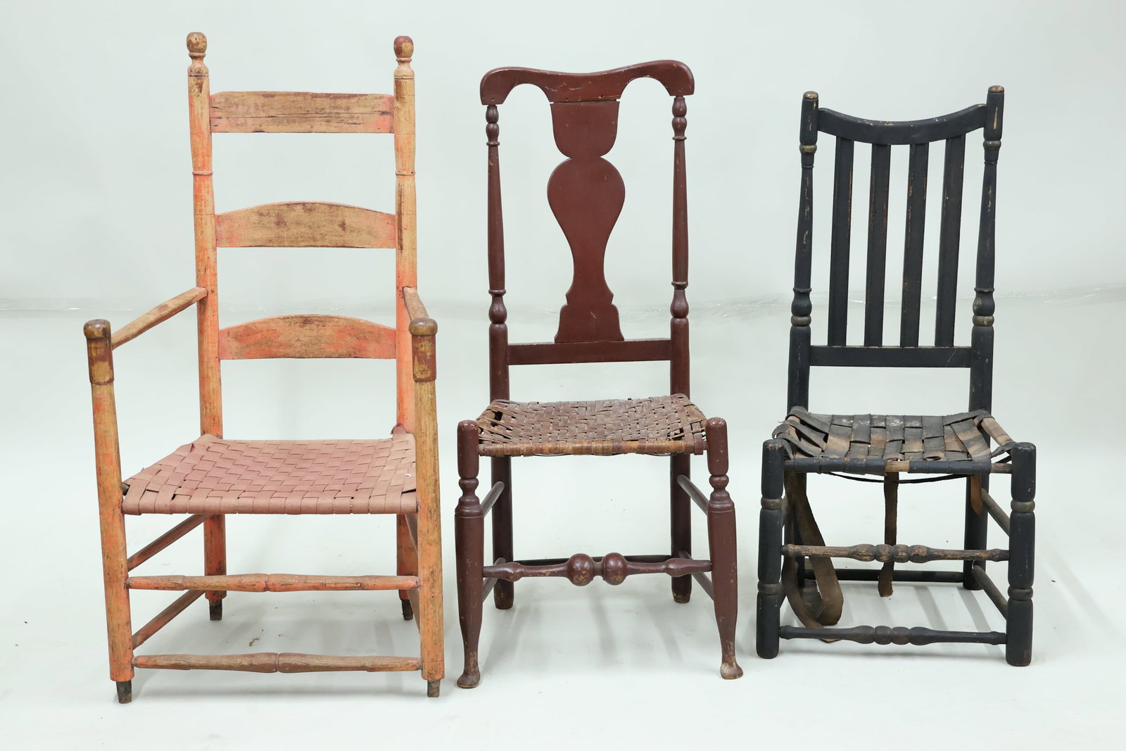 Antique American Ladderback Red Painted Armchair (1 of 12)