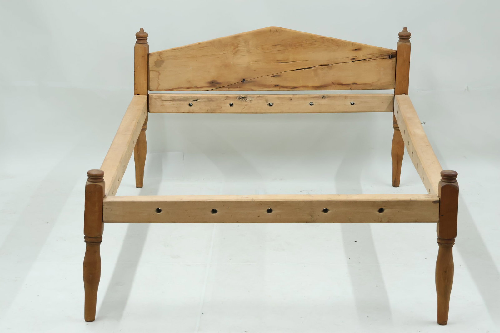 Antique New England Maple Hired Mans Bed: Antique New England Maple Hired Mans Bed Antique New England Maple Hired Mans Bed, c. 1785; Used condition, wear, worn.