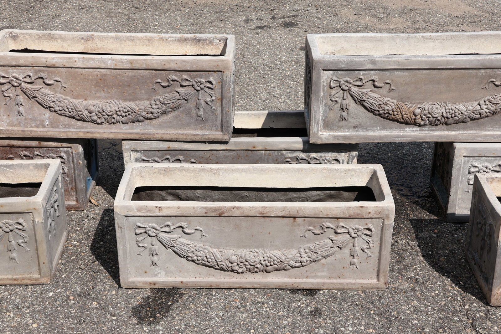 Eight Painted Fiberglass Rectangular Planters (1 of 4)