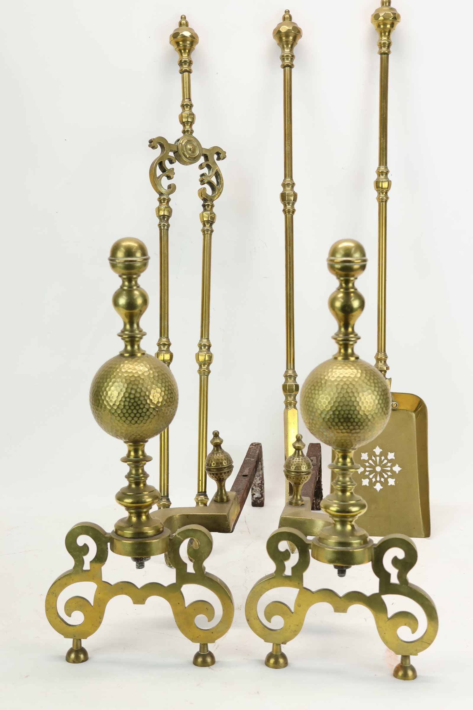 Pair of Regency Style Brass Andirons (1 of 10)