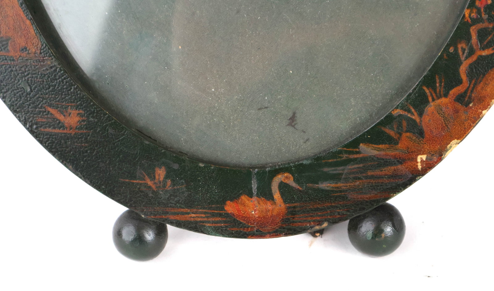 Painted Fruit-Decorated Oval Mirror - 2