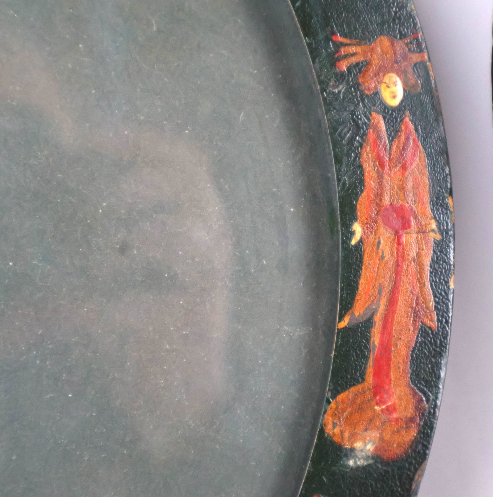 Painted Fruit-Decorated Oval Mirror - 3