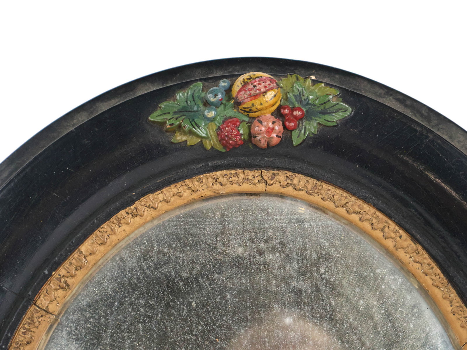Painted Fruit-Decorated Oval Mirror - 7