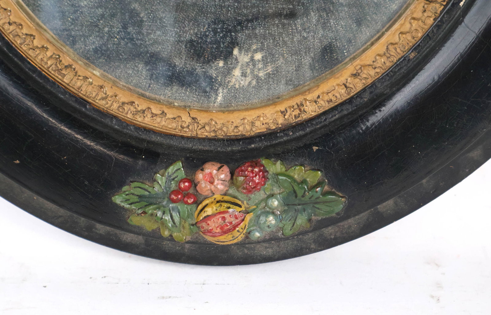 Painted Fruit-Decorated Oval Mirror - 8