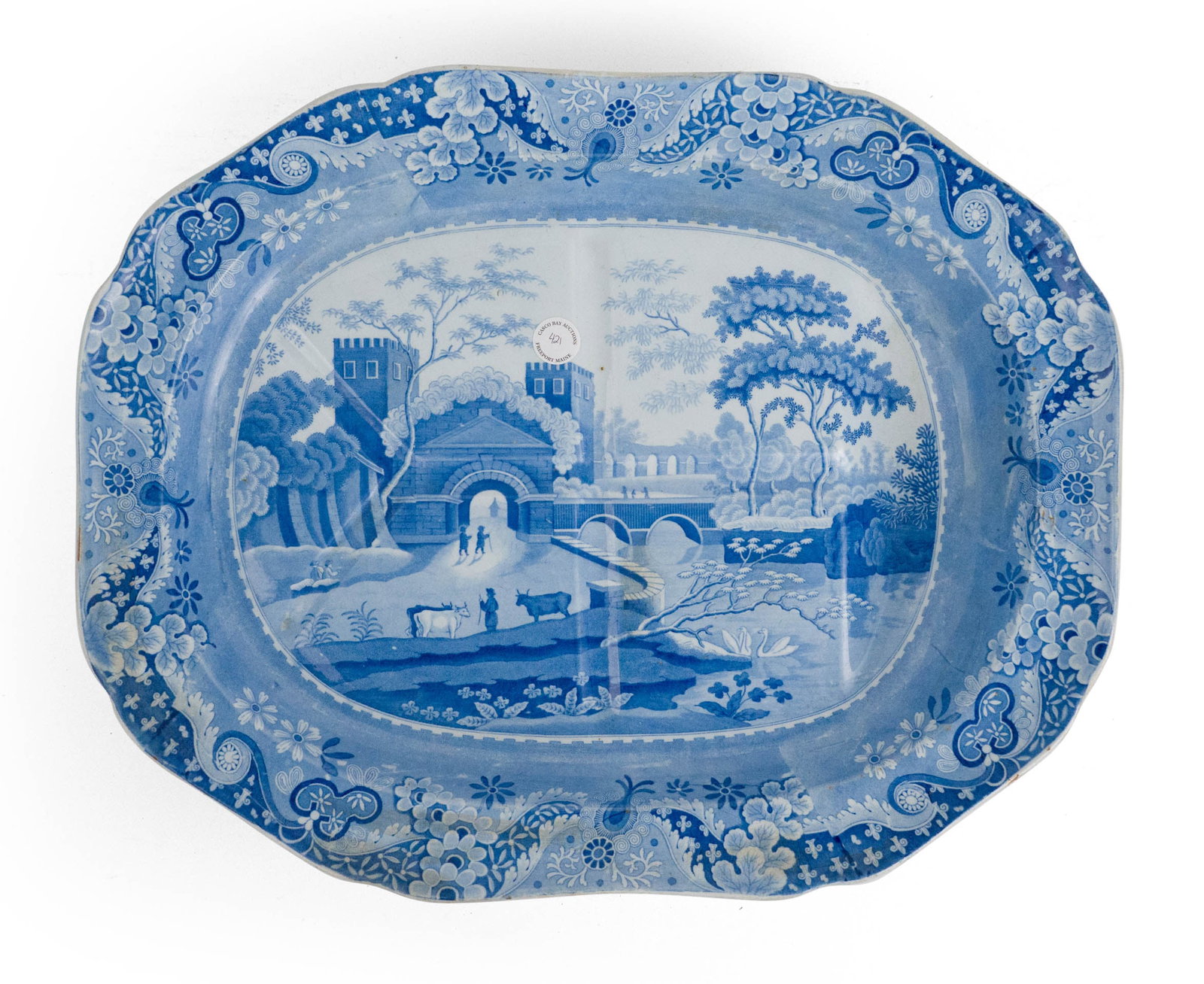 Staffordshire Blue Transferware Well and Tree Platter (1 of 11)