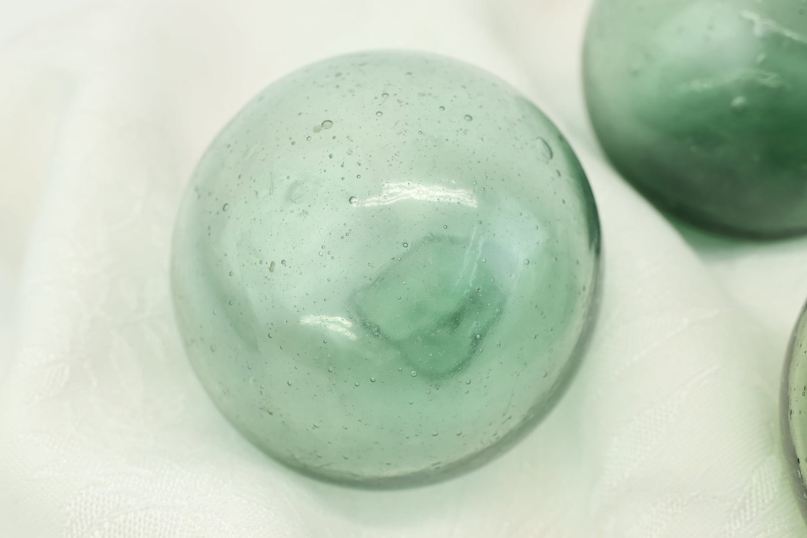 Five Green Glass Orbs - 2