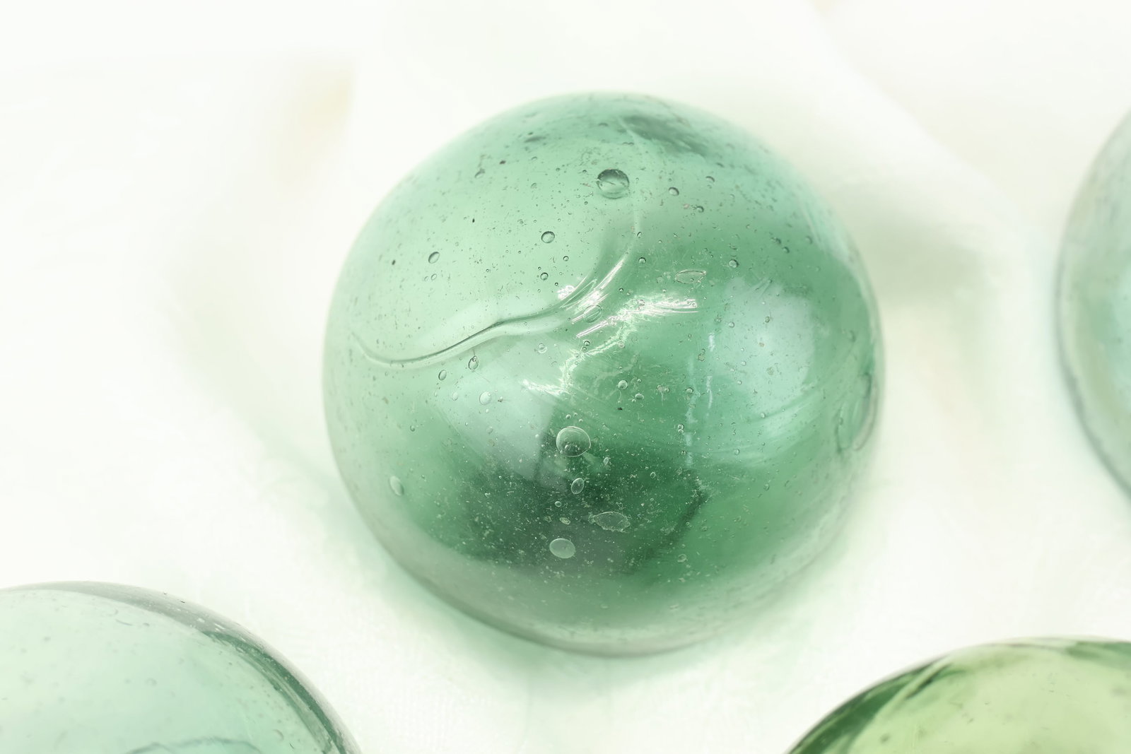 Five Green Glass Orbs - 3