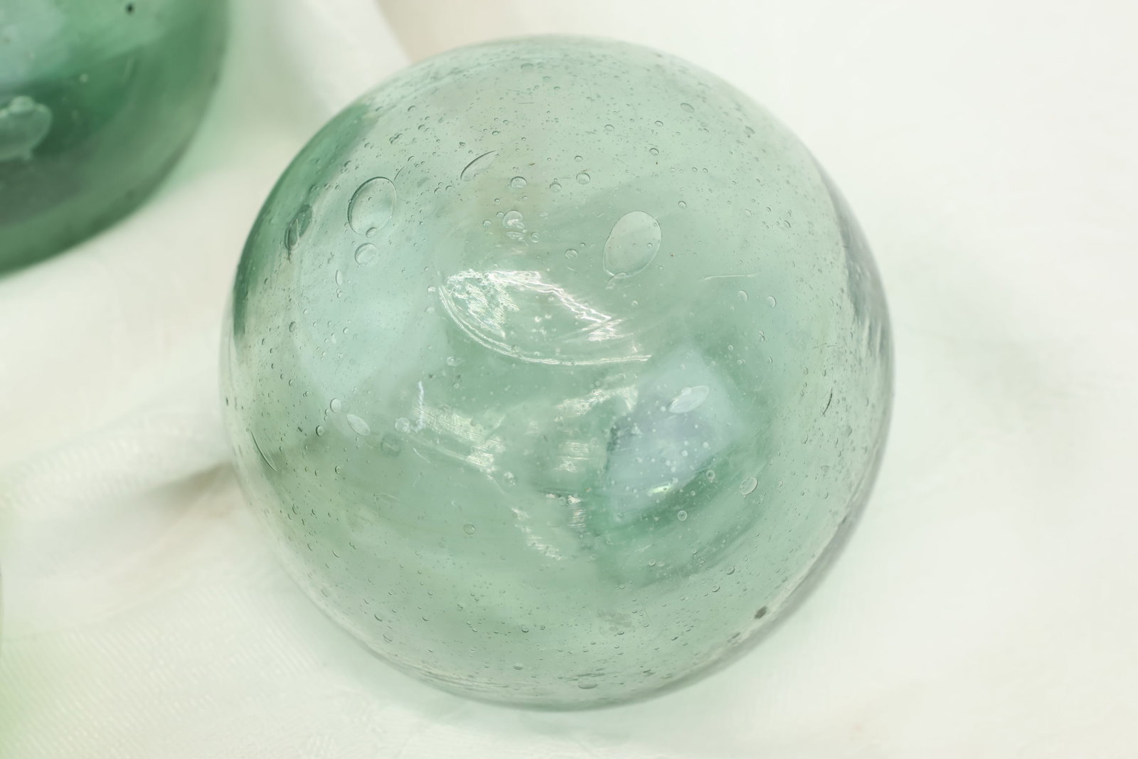 Five Green Glass Orbs - 4