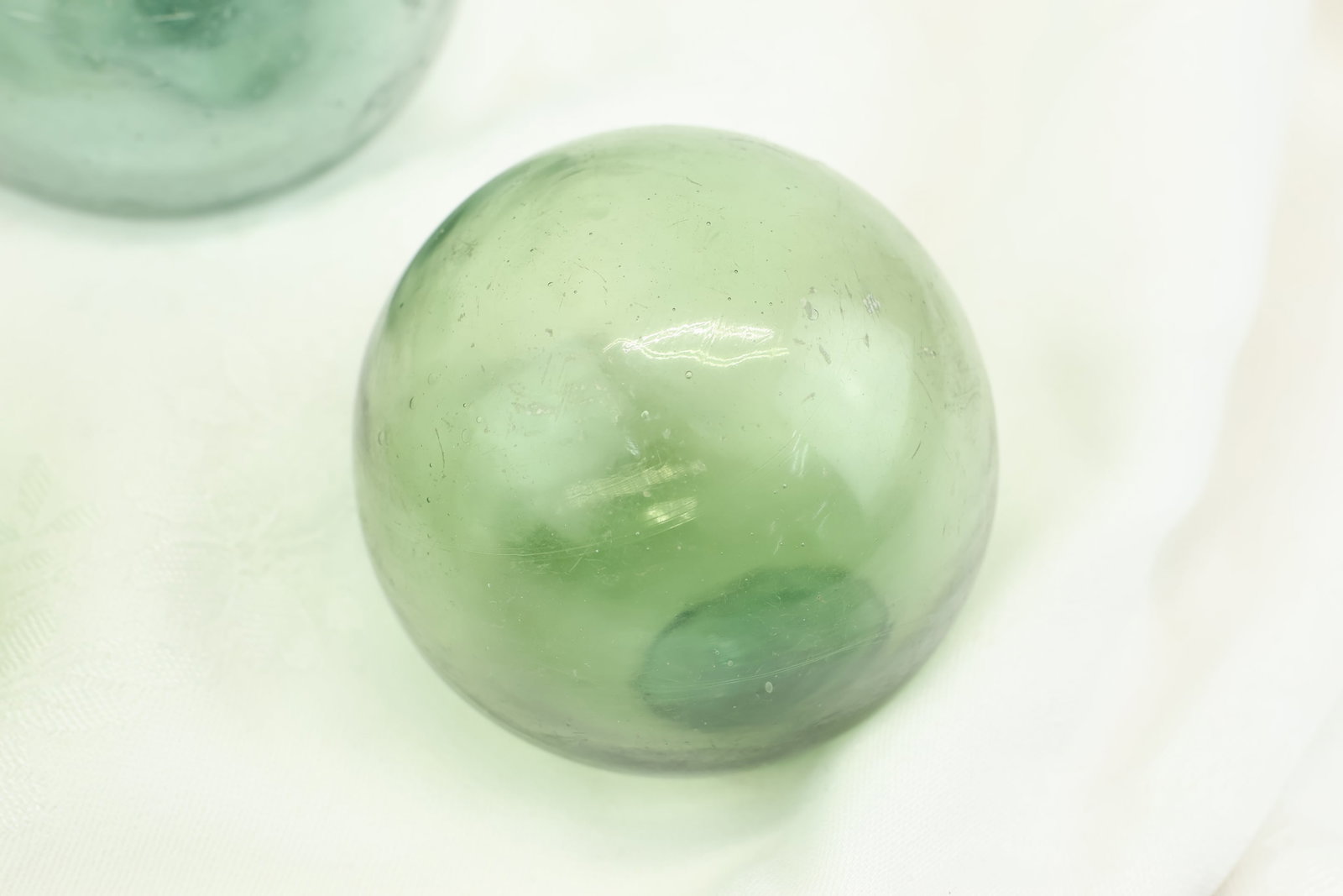 Five Green Glass Orbs - 5