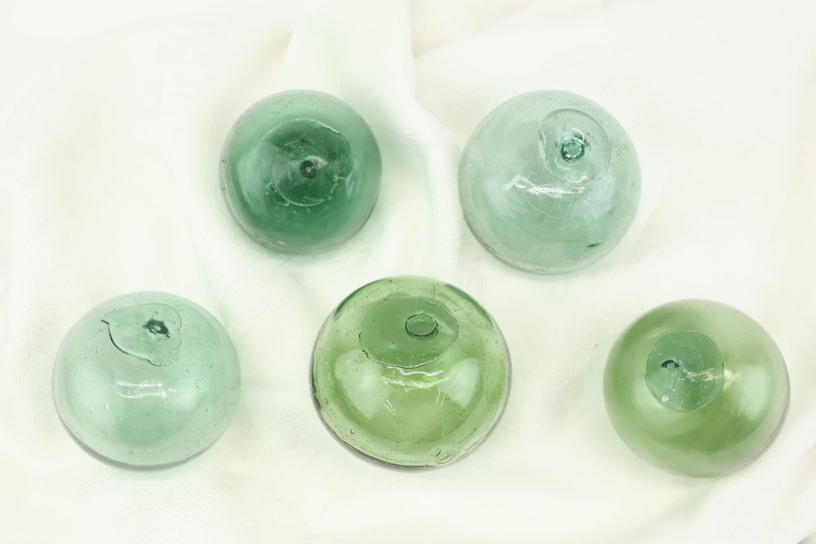 Five Green Glass Orbs - 7
