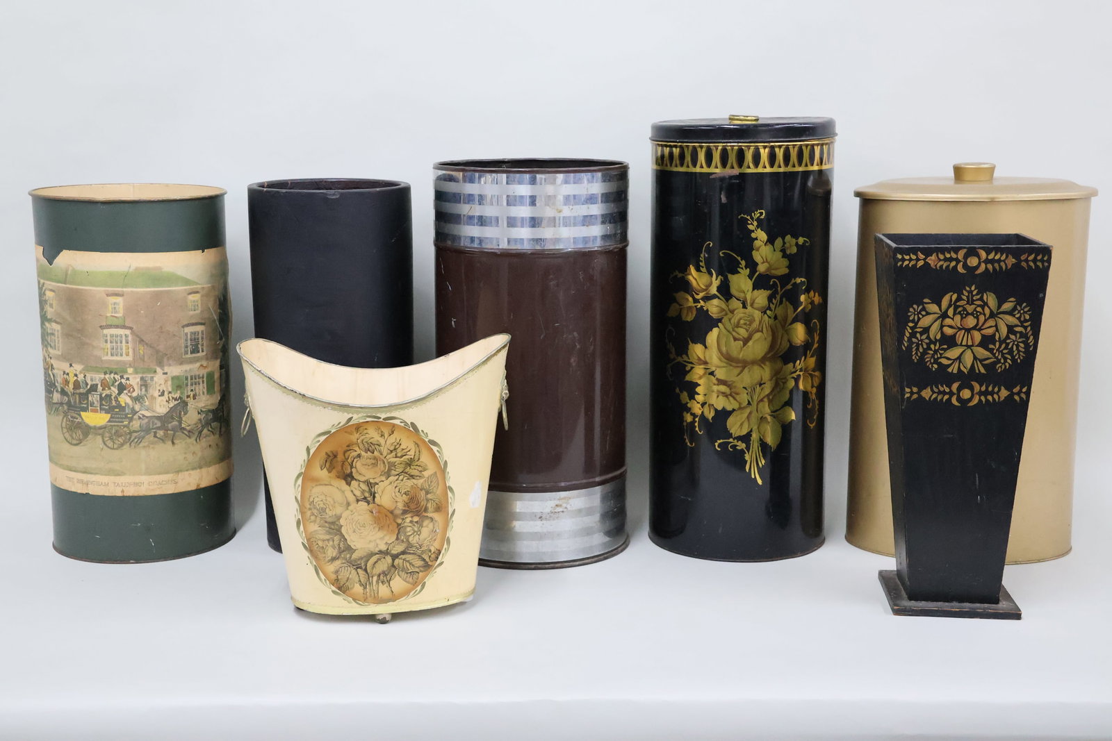 Group of Assorted Umbrella Stands and Waste Baskets (1 of 6)