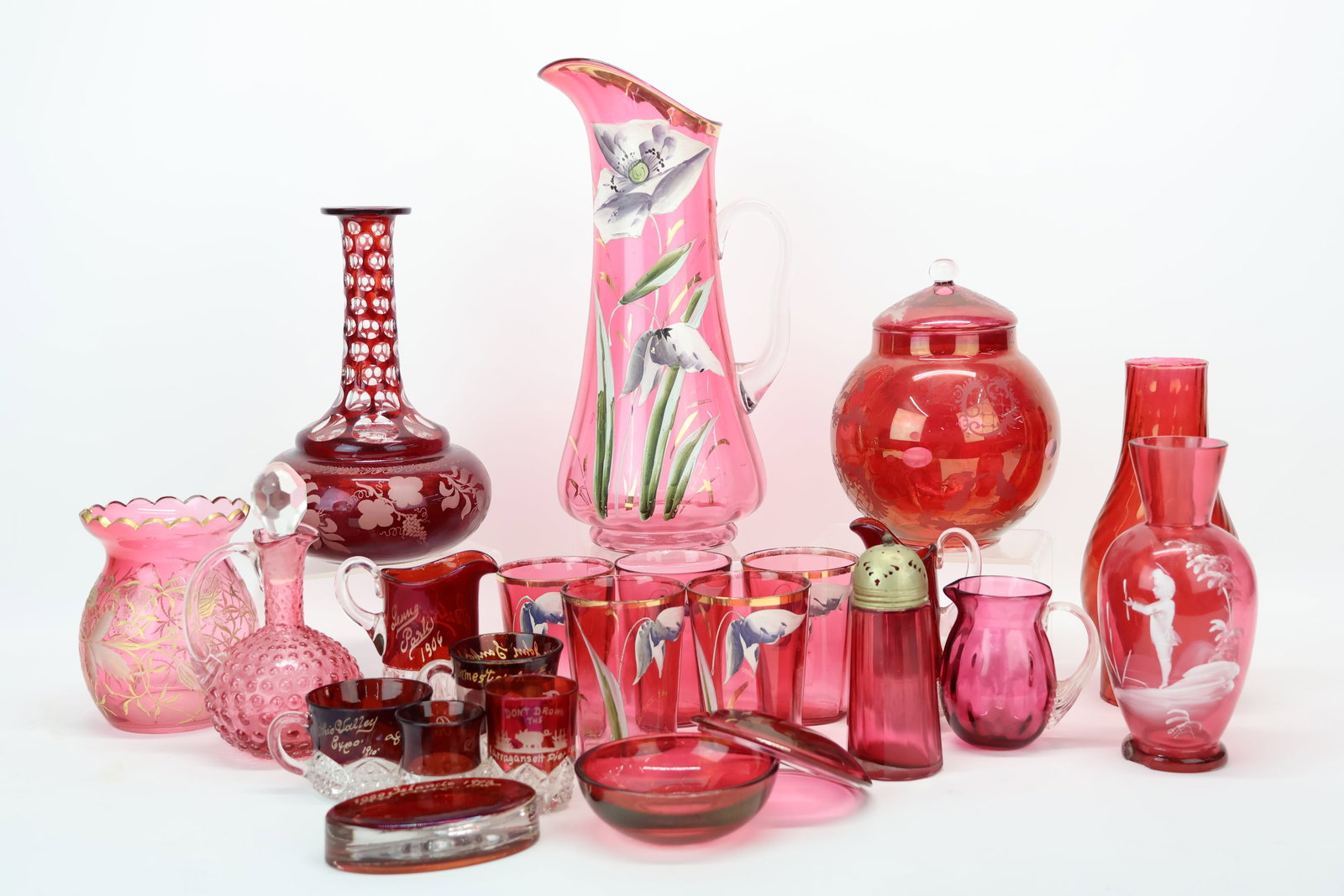 Vintage Group of Ruby and Cranberry Glass Table Articles (1 of 9)