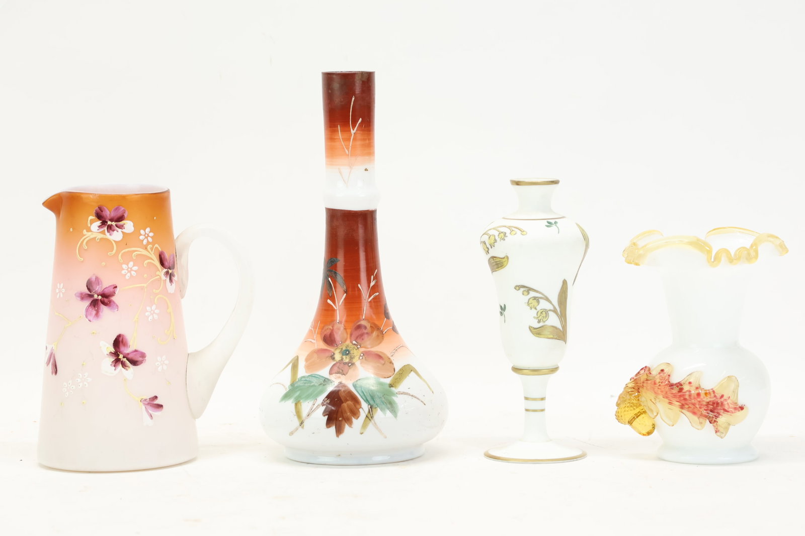 Stevens & Williams Acorn Vase and a Peachblow Glass Pitcher (1 of 15)