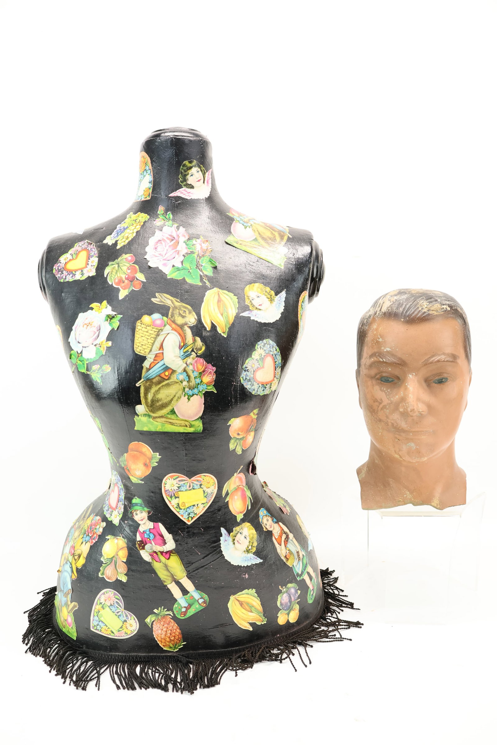 Vintage Dressmakers Mannequin Torso And Male Mannequin Head (1 of 12)