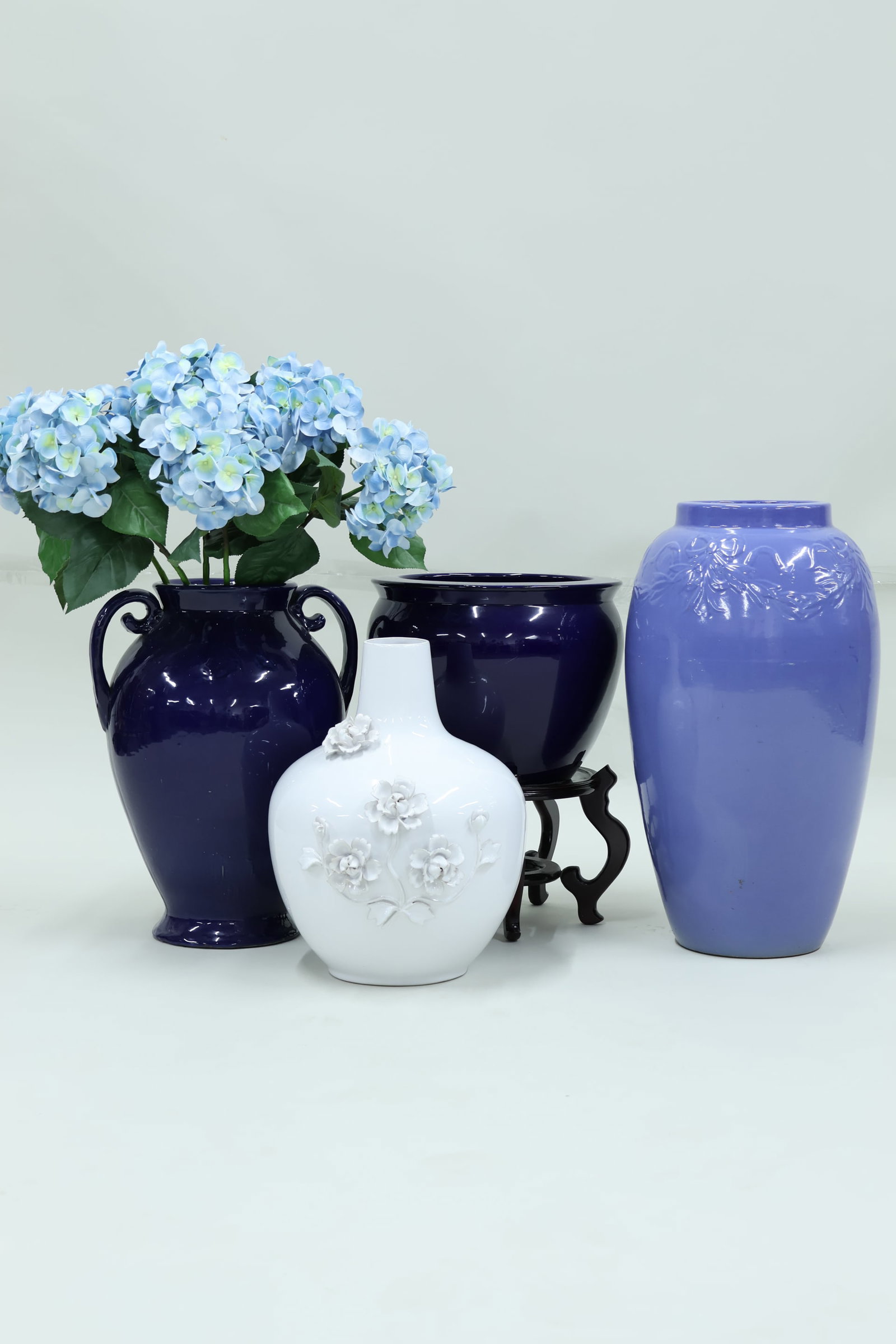 Vintage Cobalt Blue Double Handled Urn Form Vase (1 of 15)