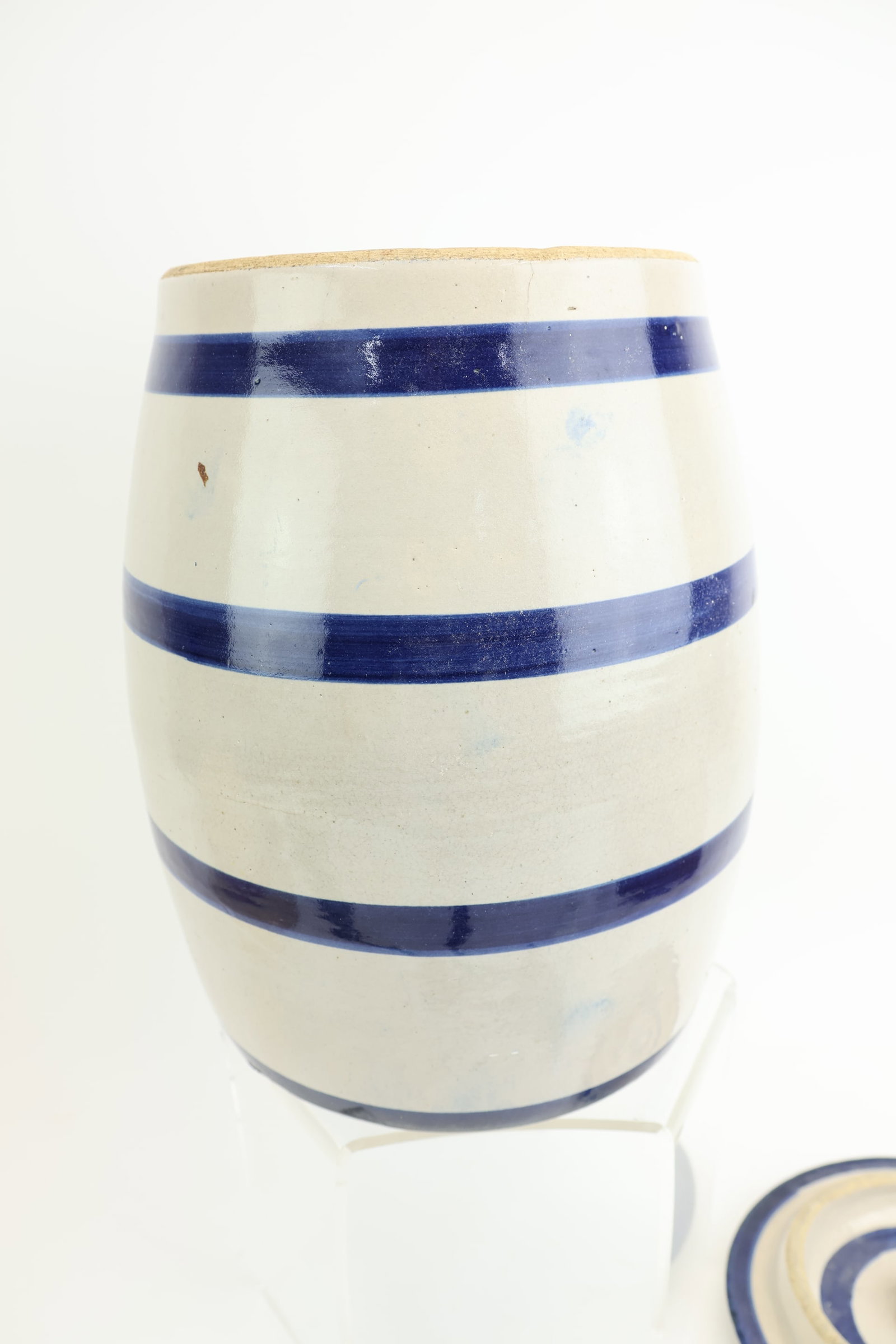 Blue Glazed Two Gallon Stoneware Cider Crock - 11
