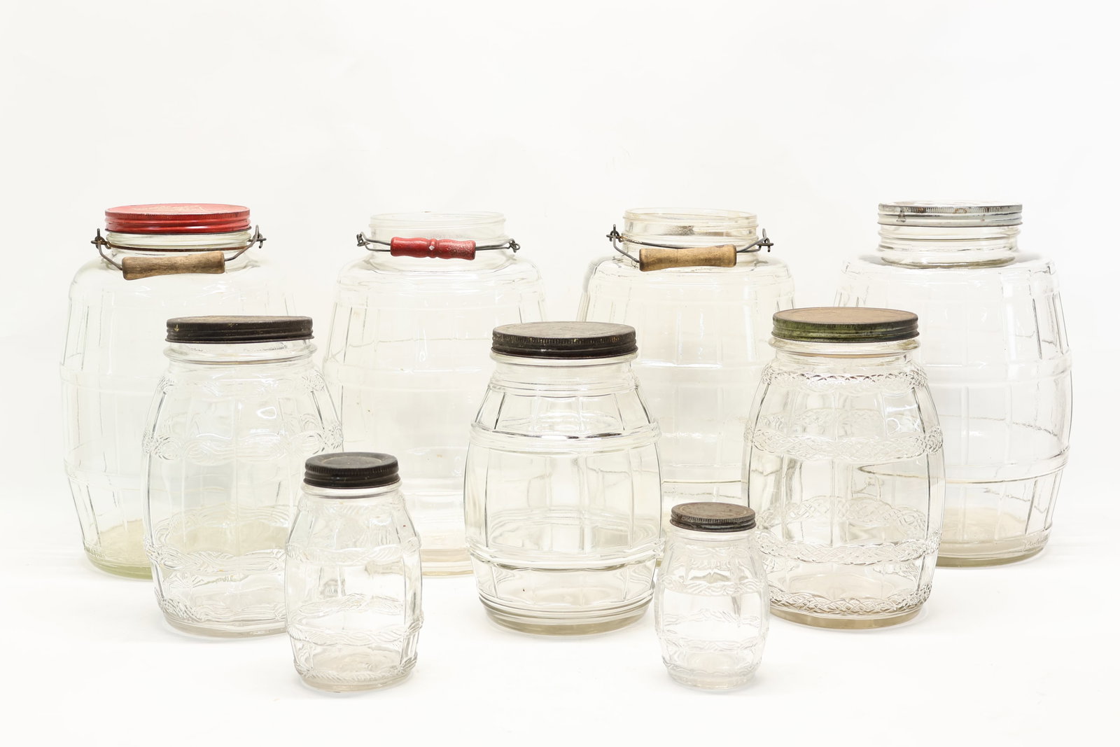 Group of Nine Assorted Colorless Glass Pickle Jars (1 of 10)