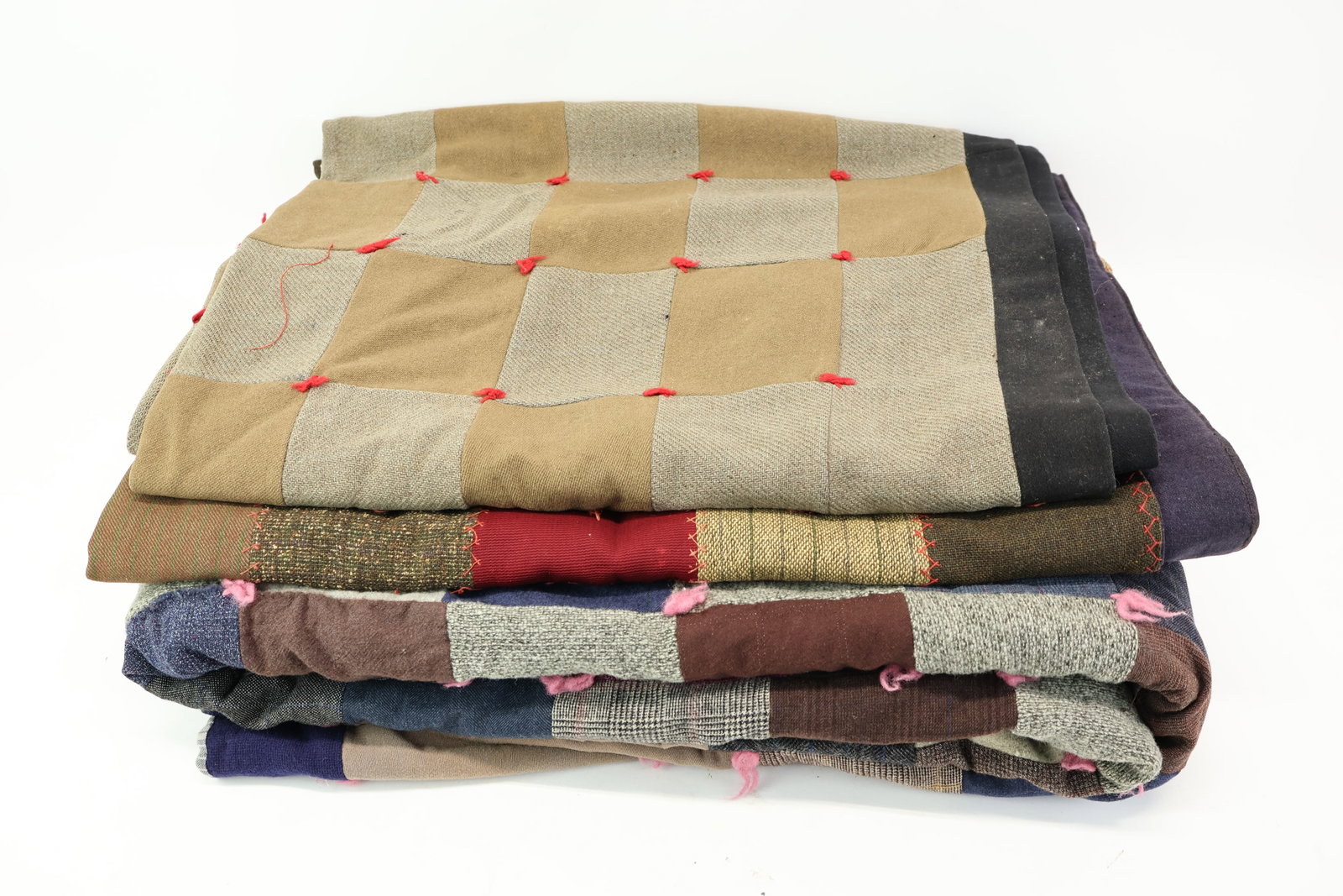 Antique Group of Three Patchwork Wool Quilts (1 of 13)