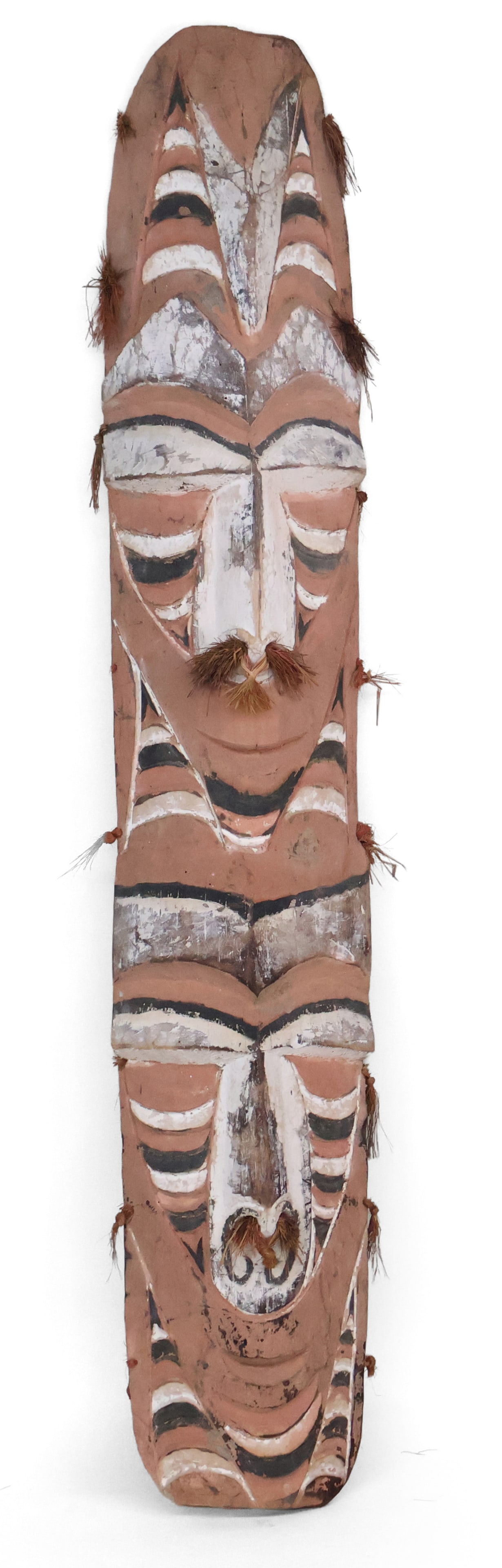 Papua New Guinea Painted Wood Ceremonial Mask: Papua New Guinea Painted Wood Ceremonial Mask Probably a reproduction of the Sepik river style. 71 1/2 x 13 in. (181.6 x 33 cm.)