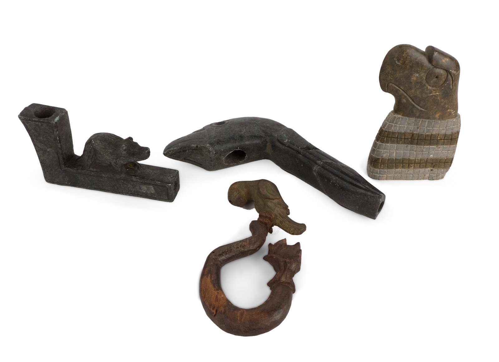Carved Stone Bird Form Effigy Pipe (1 of 12)