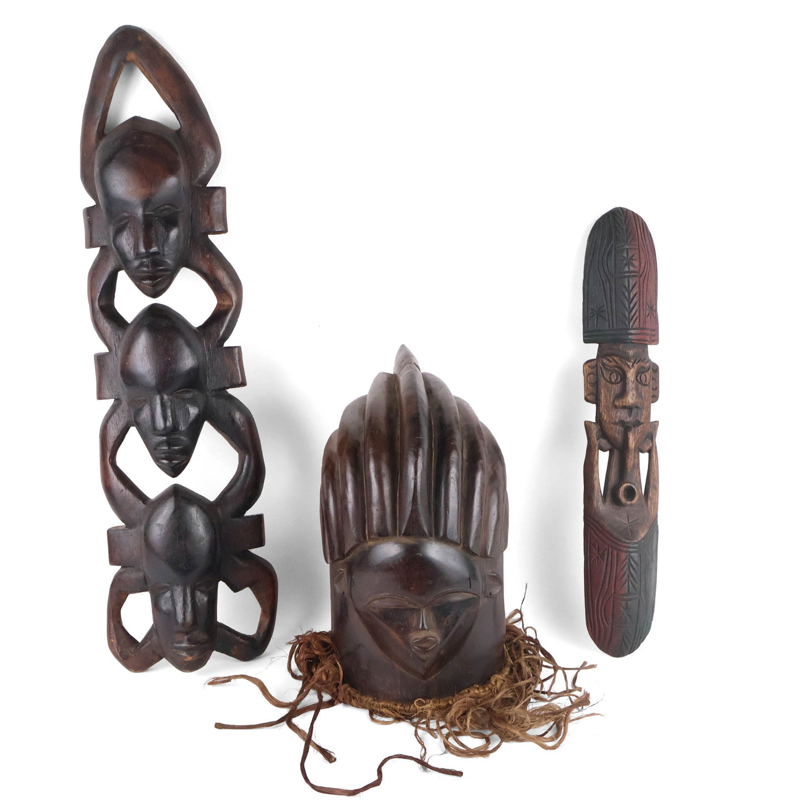 Three African Style Carved Hardwood Masks (1 of 18)