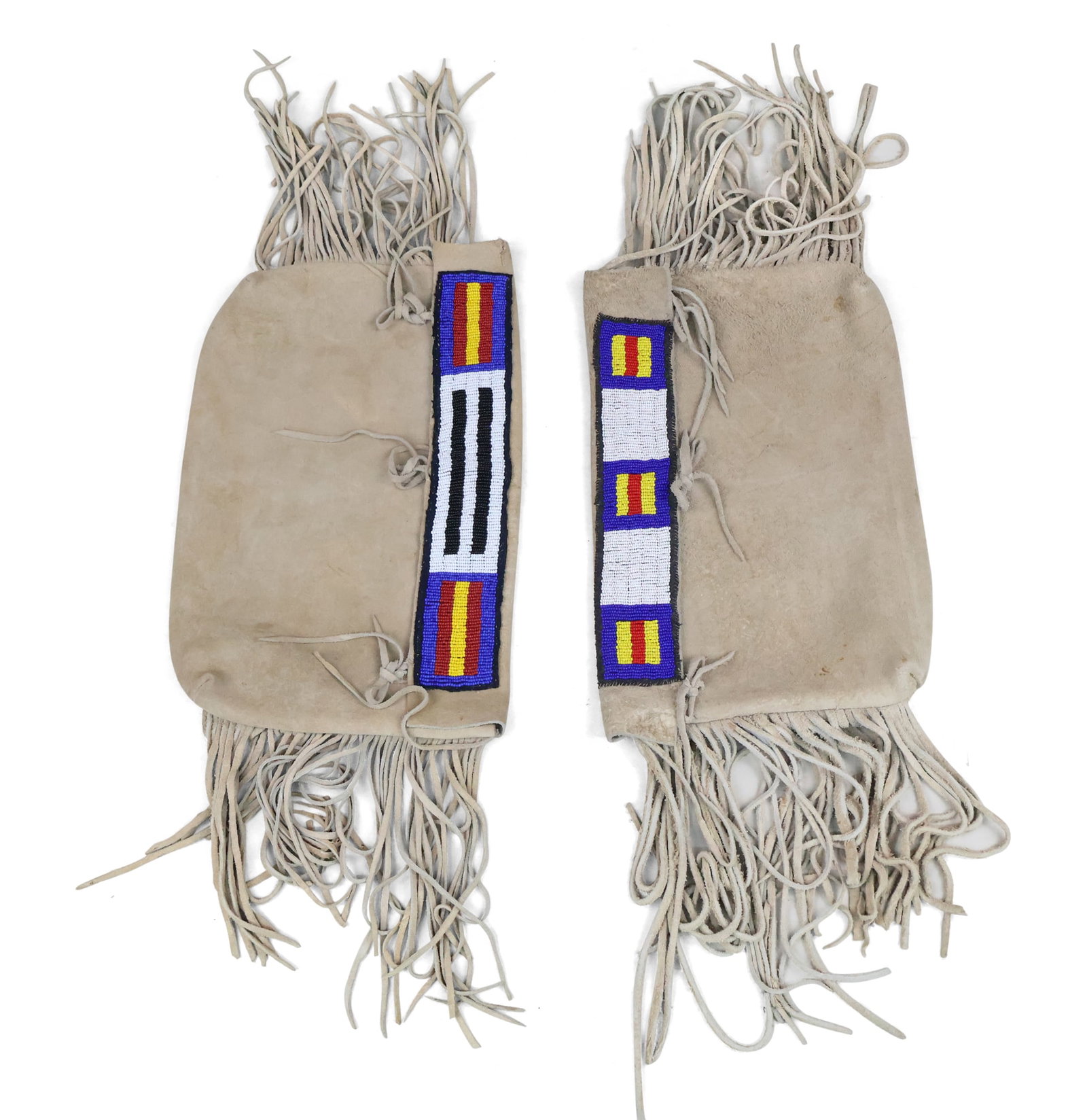 Two Fringed and Beaded Leather Flat Bags (1 of 8)