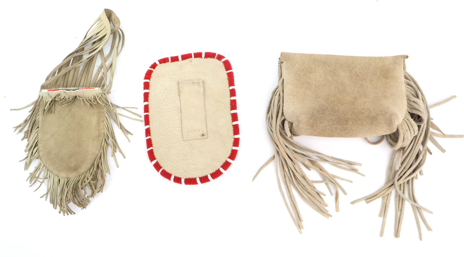 Three Beaded Leather Pouches - 11