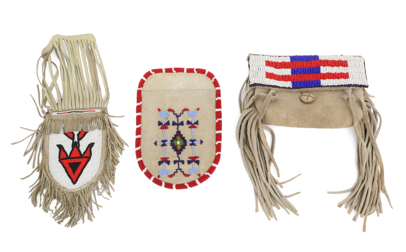 Three Beaded Leather Pouches (1 of 14)