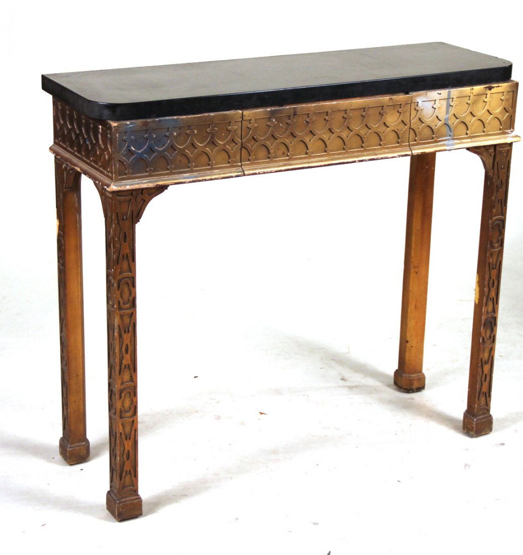 George II Style Giltwood Pier Table, 20th C.: With associated marble top. 34"h x 37"w x 13"d