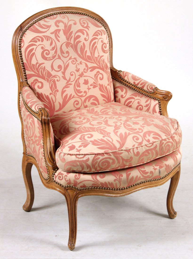 Louis XV Carved Beechwood Bergere: French, 18th C. 38"h