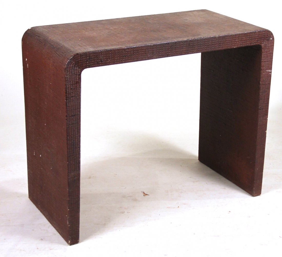 Woven-Imprinted Lacquered Pier Table, 20th C.: Possibly Chinese. 31-1/4"h x 37"w x 18-1/2"d