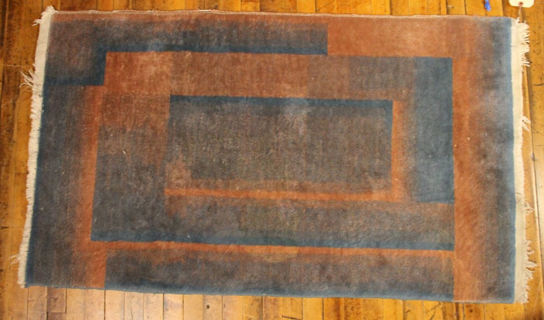 Contemporary Red and Blue Throw Rug: 4`4"l x 30"w