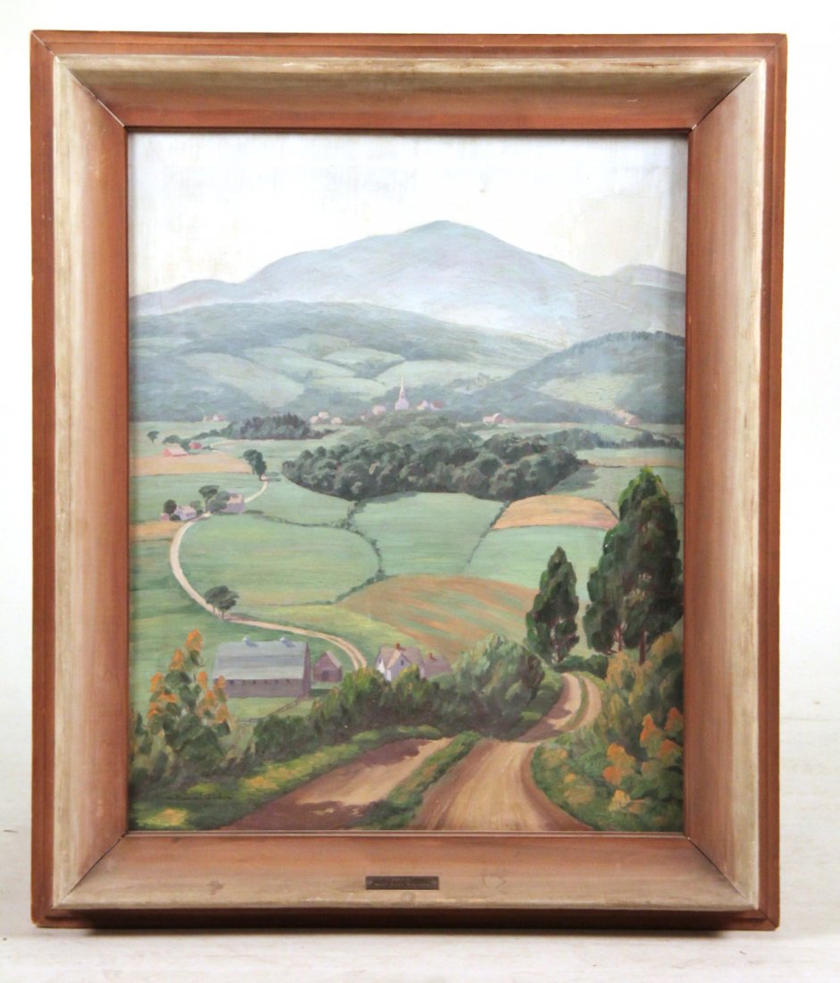 Oil on Canvas, Mountain Landscape, Daniel Garber: Signed lower left "Daniel Garber",with attached plaque "Gift of Miss Lois Whitney". (American 1880-1958) 30"h x 24"w