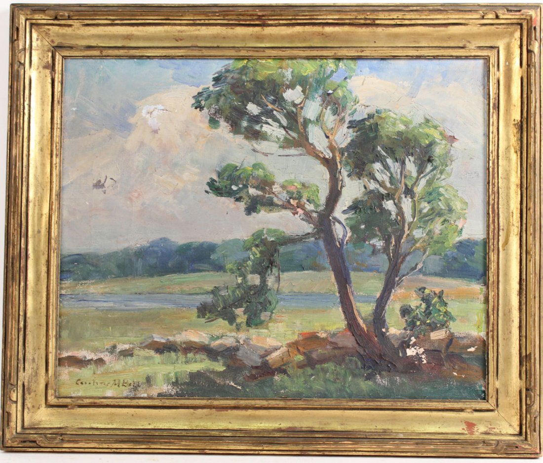 Oil on Canvas, Landscape, Caroline Ball: (American 1869-1938). Signed lower left "Caroline Ball". 15-3/4"h x 19-1/2"w
