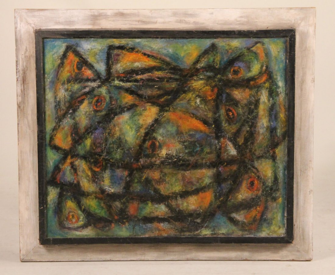 Oil on Canvas, "Goldfish" Possibly Miriam Halpern: Appears unsigned, information on verso. 30"h x 35"w