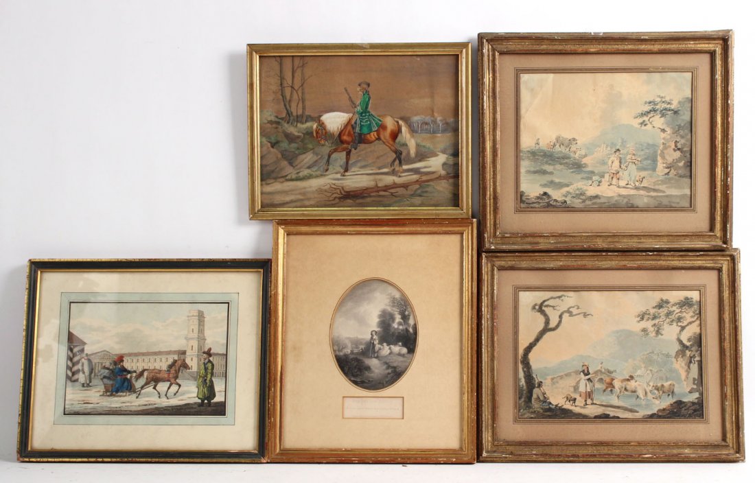 Three Watercolors of Figures and Animals (1 of 7)