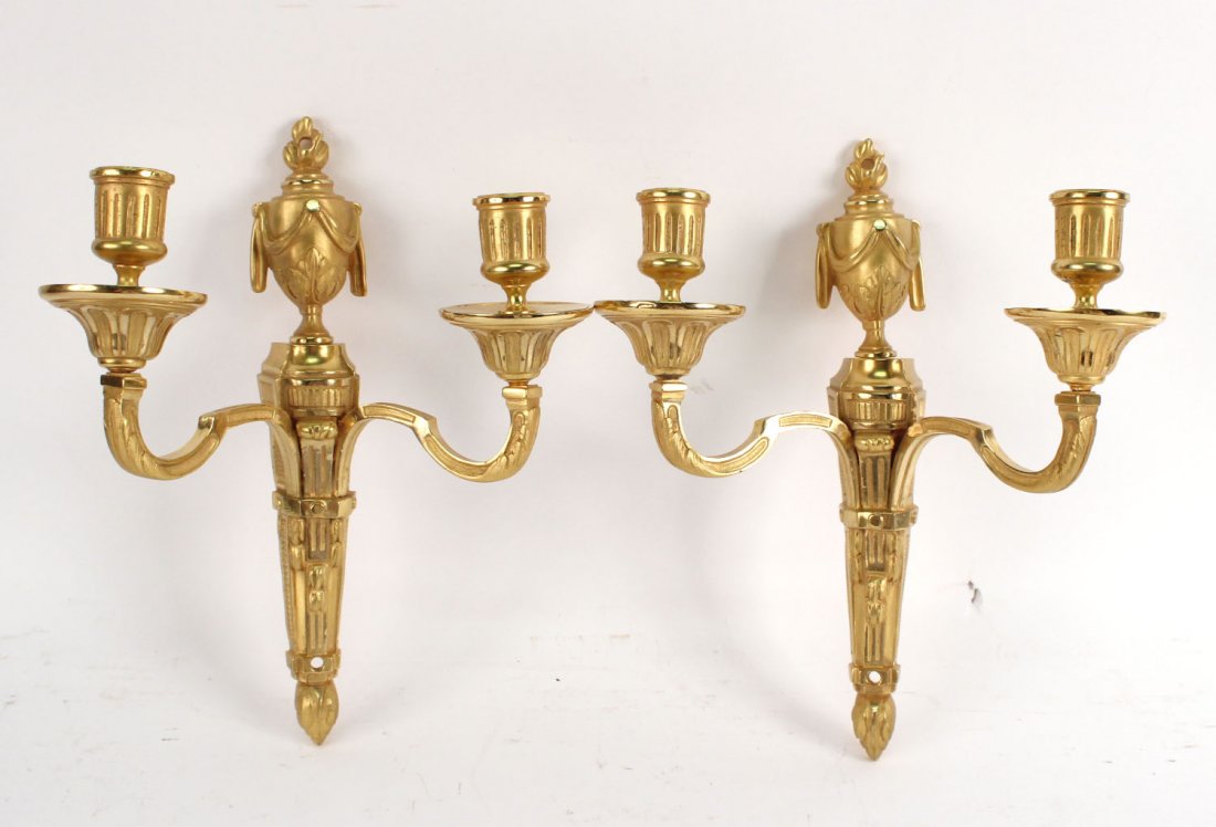 Pair of Neoclassical Style Brass Wall Sconces (1 of 5)
