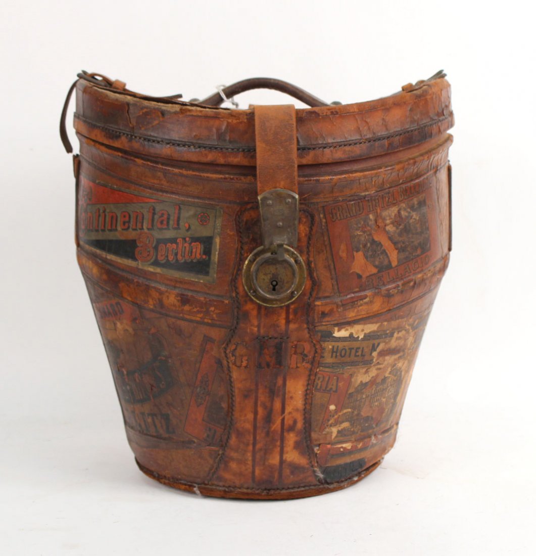 Leather Hat Box, 19thC. (1 of 6)