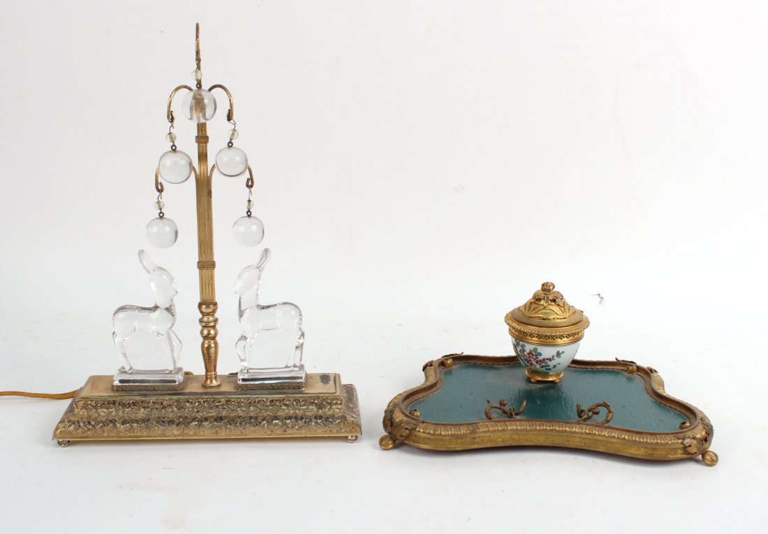 Porcelain Brass Mounted Inkwell, 20thC. (1 of 6)