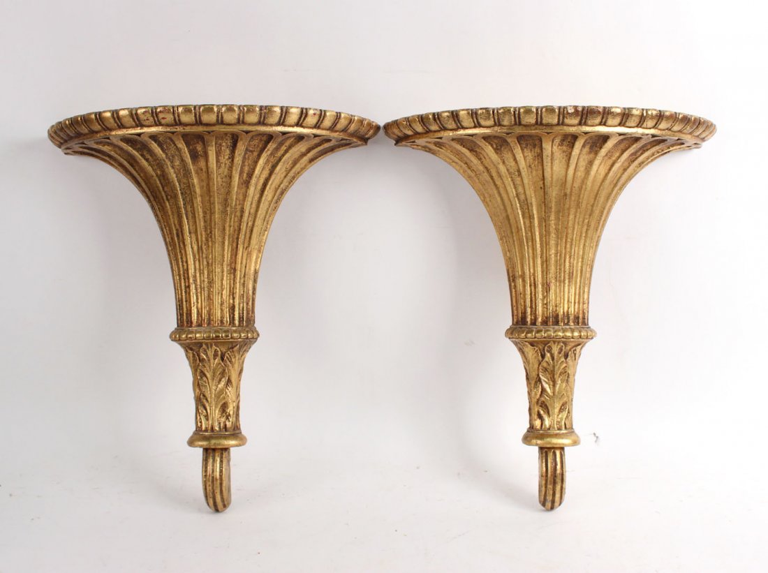 Pair of Neoclassical Giltwood Wall Shelves, 20thC (1 of 3)