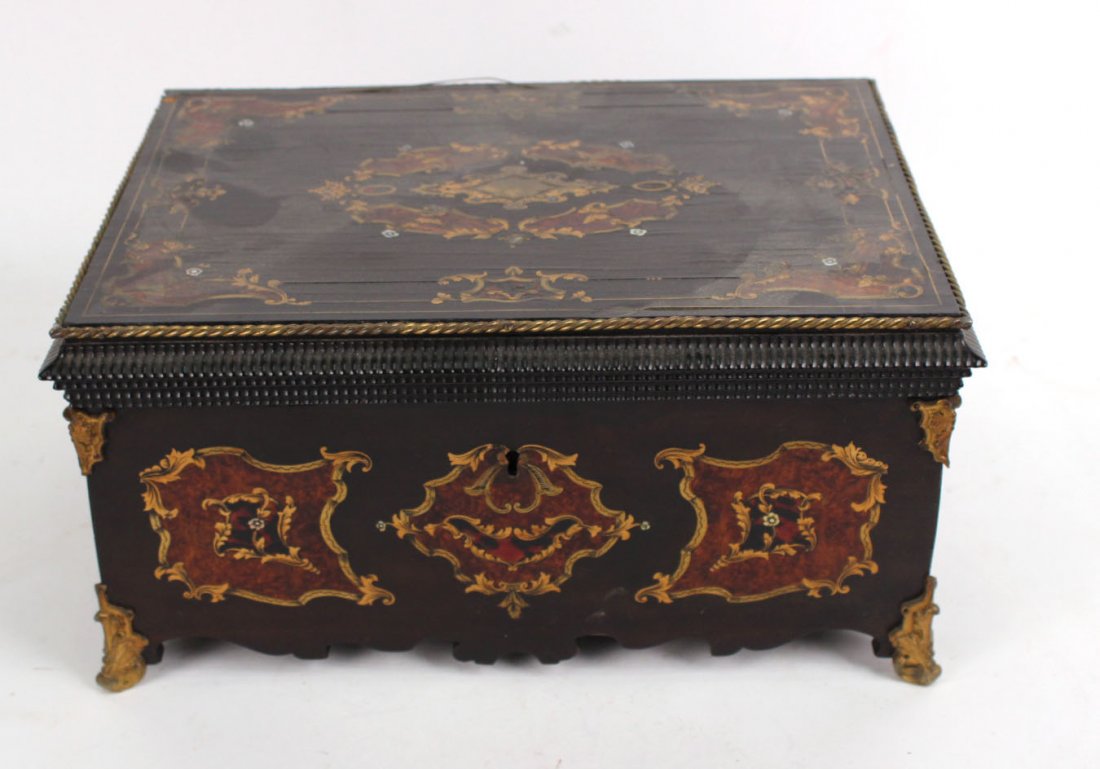 Black Lacquer Inlaid & Ormolu Mounted Jewelry Box (1 of 4)