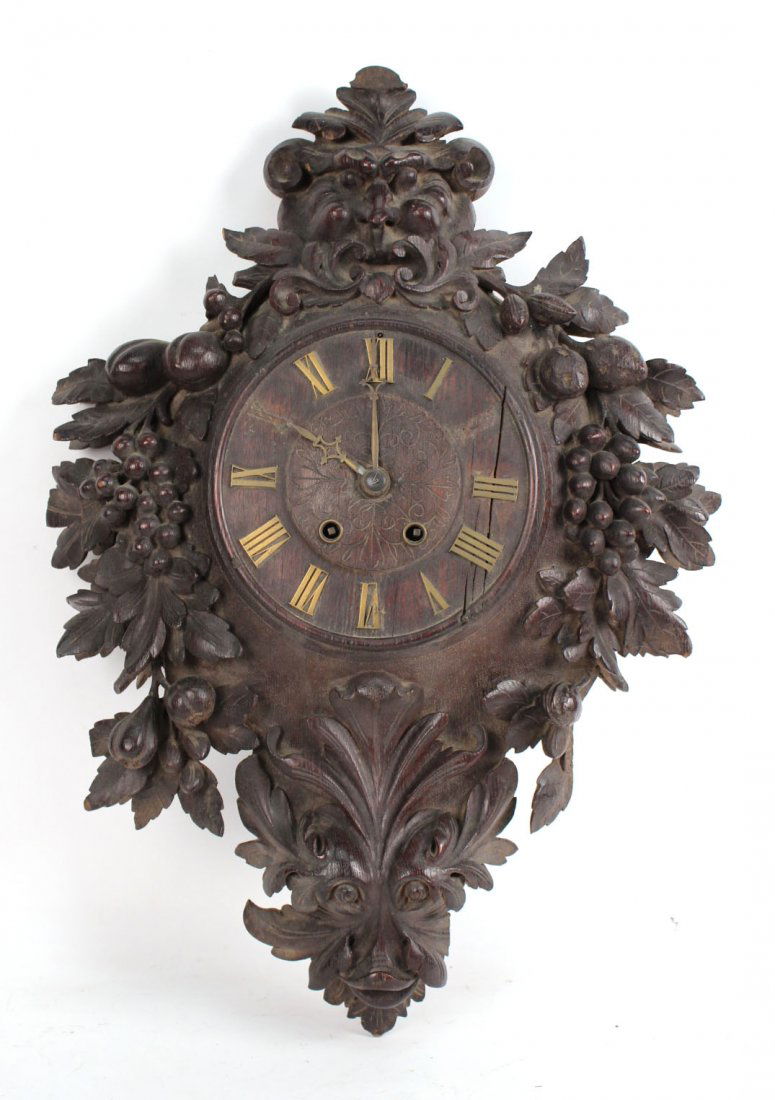 Black Forest Walnut Wall Clock, German, 19thC. (1 of 9)