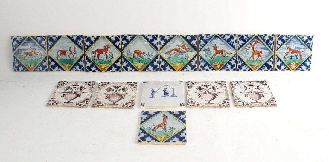 Fourteen Decorative Ceramic Tiles, 20thC. (1 of 9)