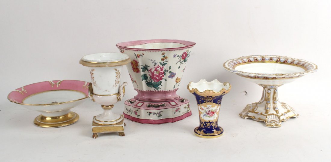 Five Porcelain Table Articles, Continental, 20thC (1 of 10)