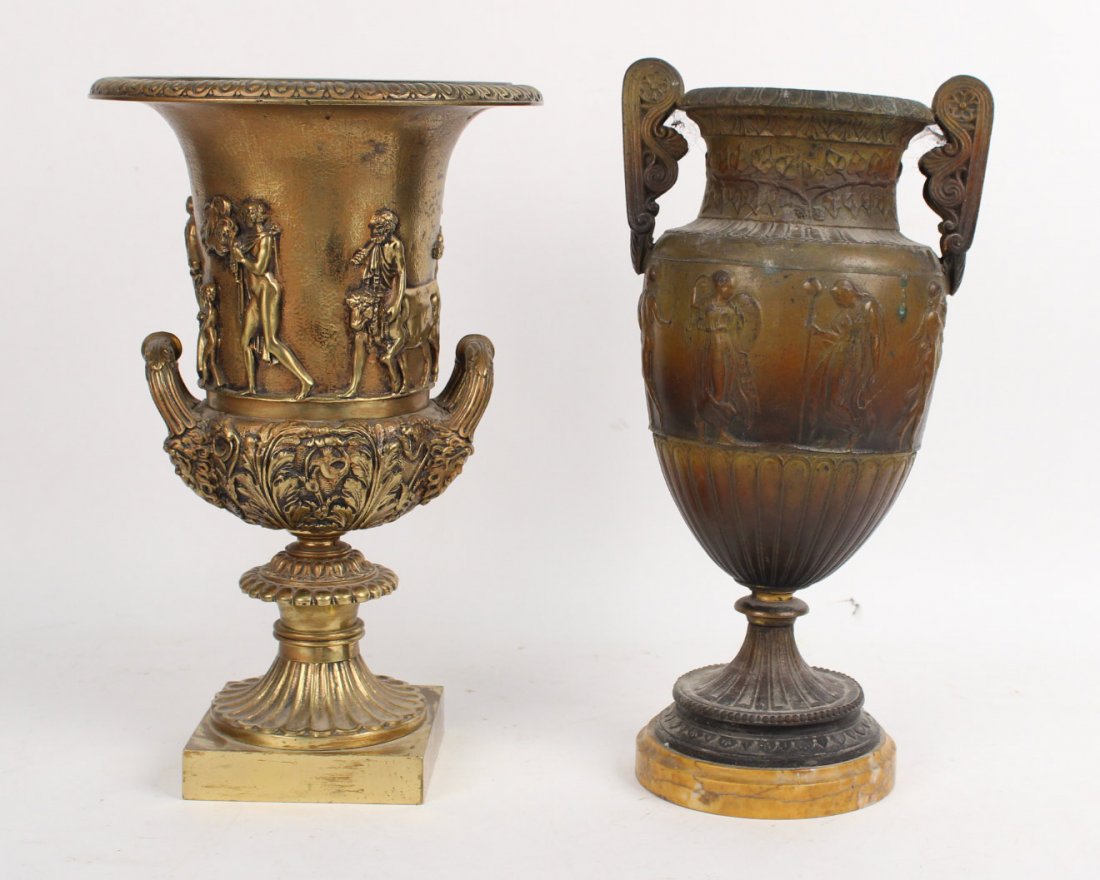 Two Neoclassical Gilt Patinated Metal Urns, 20thC (1 of 10)