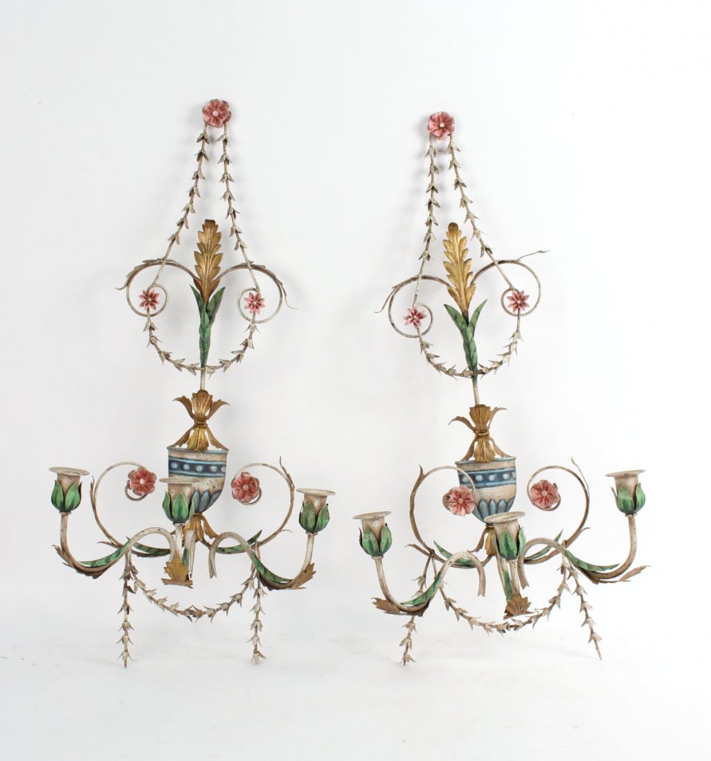 Pair of Neoclassical Wrought Iron Wall Sconce (1 of 8)