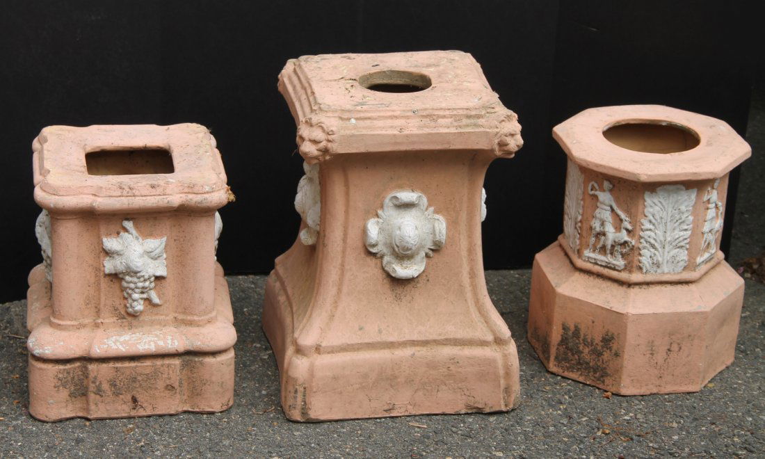 Three Terracotta Pedestals, 20th C. (1 of 8)