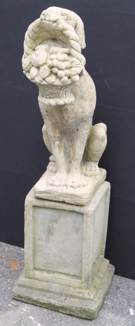 Cast-Stone Sculpture of Dog on Pedestal (1 of 7)
