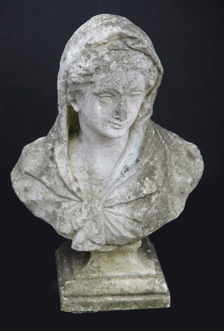 Cast-Stone Bust of a Woman, 20th C. (1 of 7)